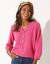 Pull col tunisien manches 3/4, maille fantaisie (rose indien)