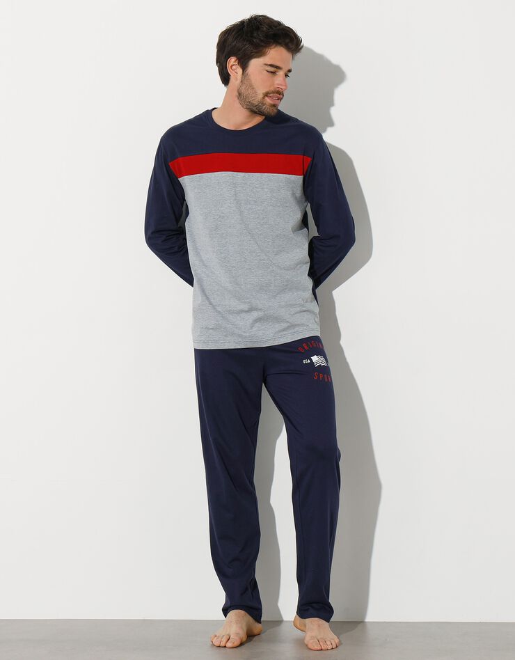 Pantalon de pyjama bleu marine imprimé placé (marine) Pantalon de pyjama bleu marine imprimé placé (marine)