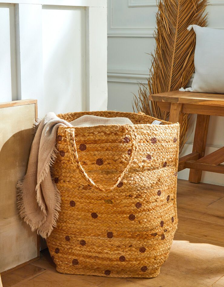 Panier jute tressé naturel / pois cuivre (naturel/cuivre)