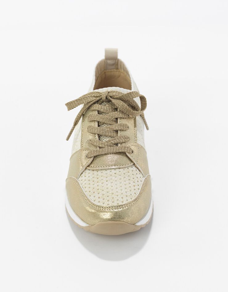 Baskets compensées à enfiler, en maille irisée (beige doré)