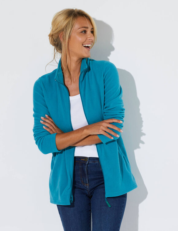 Veste polaire zippée manches longues (bleu canard)