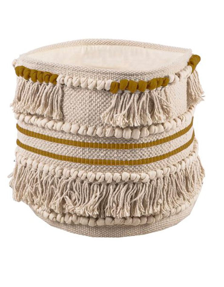 Panier tissé coton blanc cassé / moutarde (moutarde)