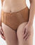 Culotte tulle et microfibre brodés forme maxi taille haute "Antioco" - lot de 2 (noisette)