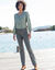 Blouse imprimée en coton ,col fendu (kaki / écru)