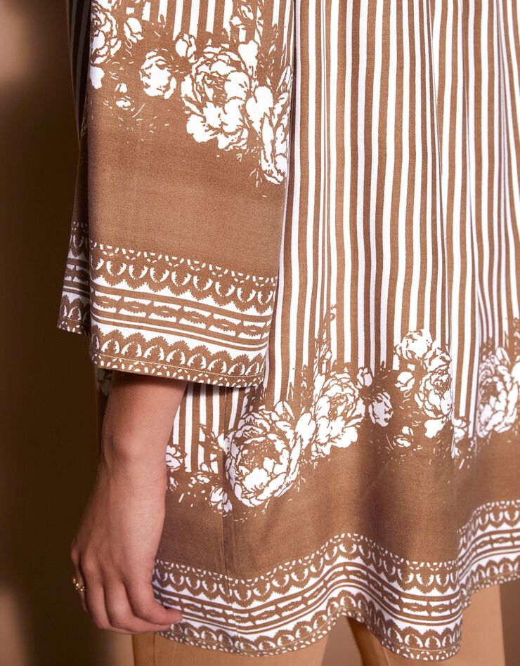 Blouse ample imprimée manches 3/4 pagodes (caramel) Blouse ample imprimée manches 3/4 pagodes (caramel)