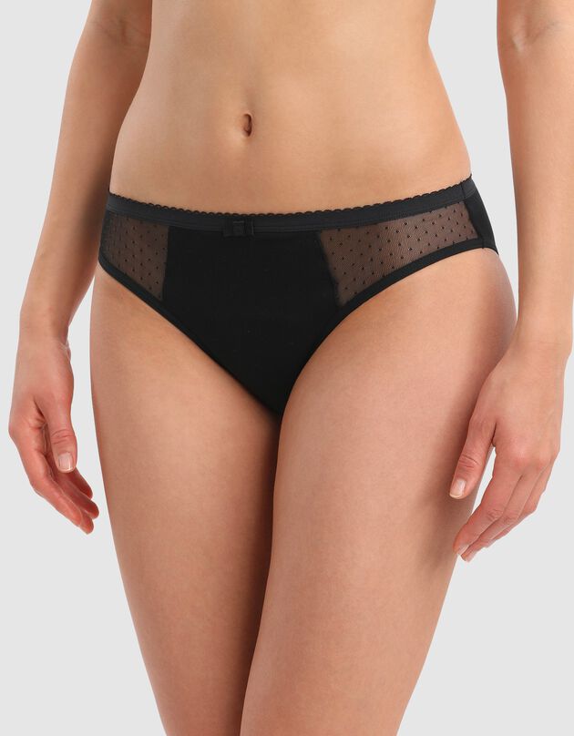 Culotte menstruelle lavable en coton bio(1) flux abondant Dim® Protect (noir)