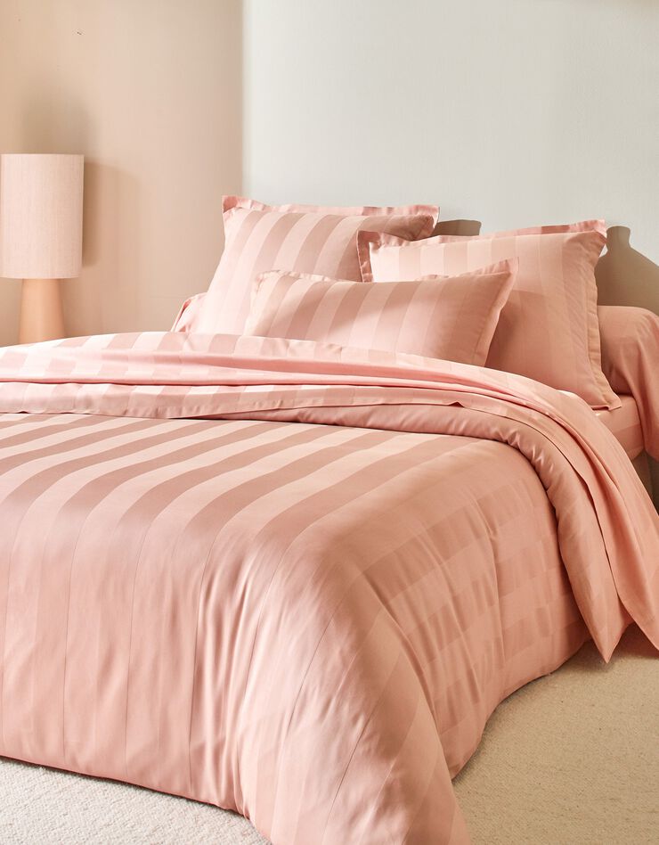 Linge de lit satin rayé (rose blush)