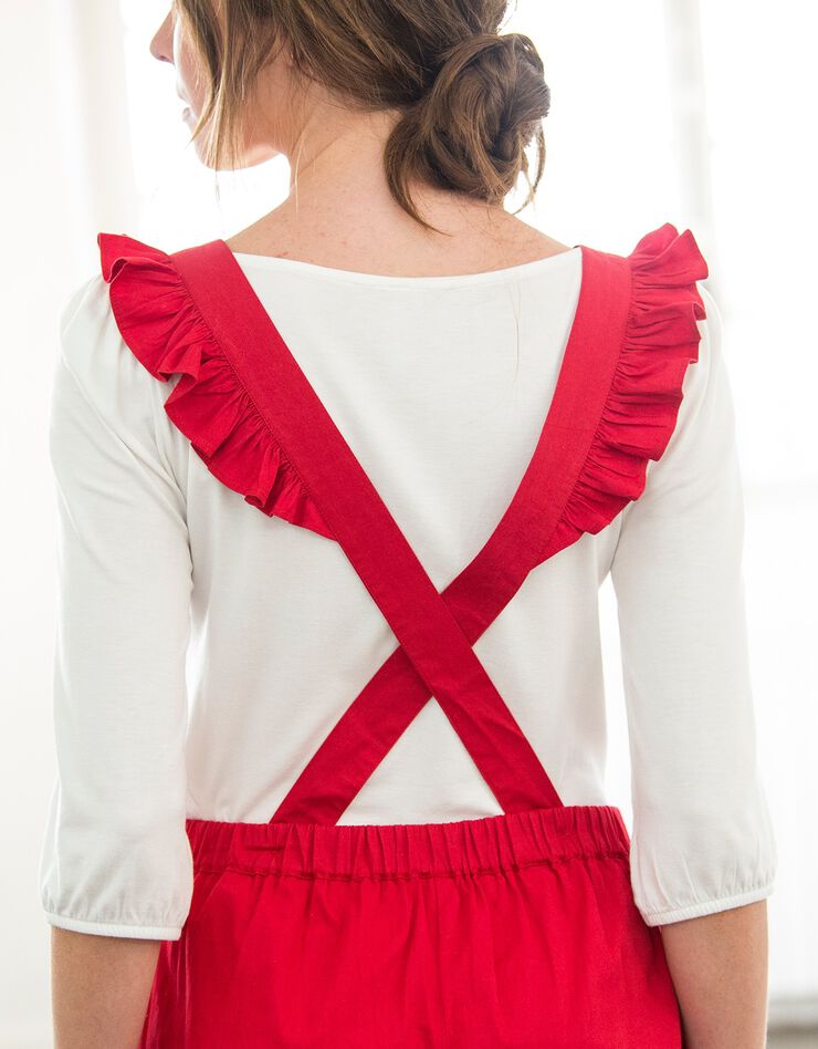 Salopette bretelles volantées (rouge)