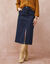Jupe fendue longueur midi, denim souple (brut)