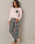 Pyjama imprimé jungle, maille jersey coton (gris / rose)