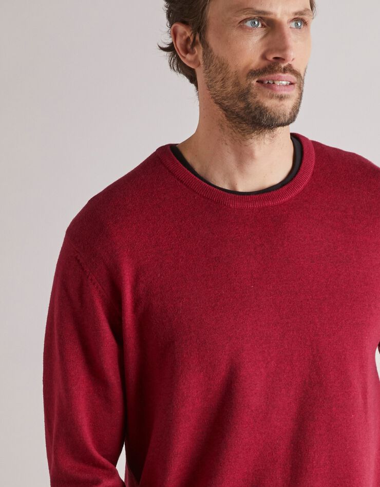 Pull col rond 80% laine (rouge carmin)