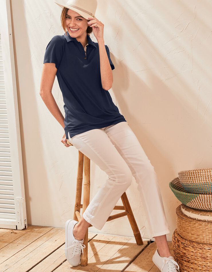 Polo manches courtes bicolore (marine / gris) Polo manches courtes bicolore (marine / gris)