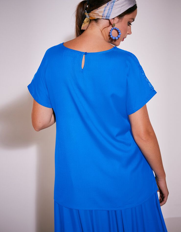 Blouse dentelle manches courtes (bleu) Blouse dentelle manches courtes (bleu)