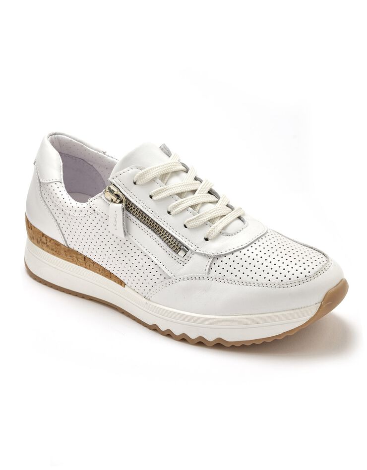 Baskets dessus cuir perforé - largeur confort (blanc) Baskets dessus cuir perforé - largeur confort (blanc)