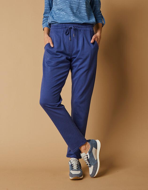 Pantalon jogpant ceinture élastiquée molleton  (bleu jean)