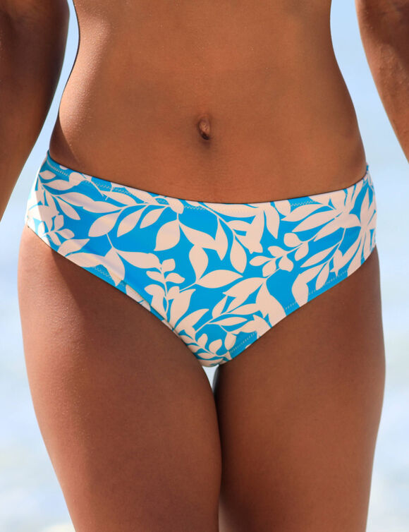 Bas de maillot de bain forme midi imprim&eacute; Linao (turquoise / &eacute;cru)