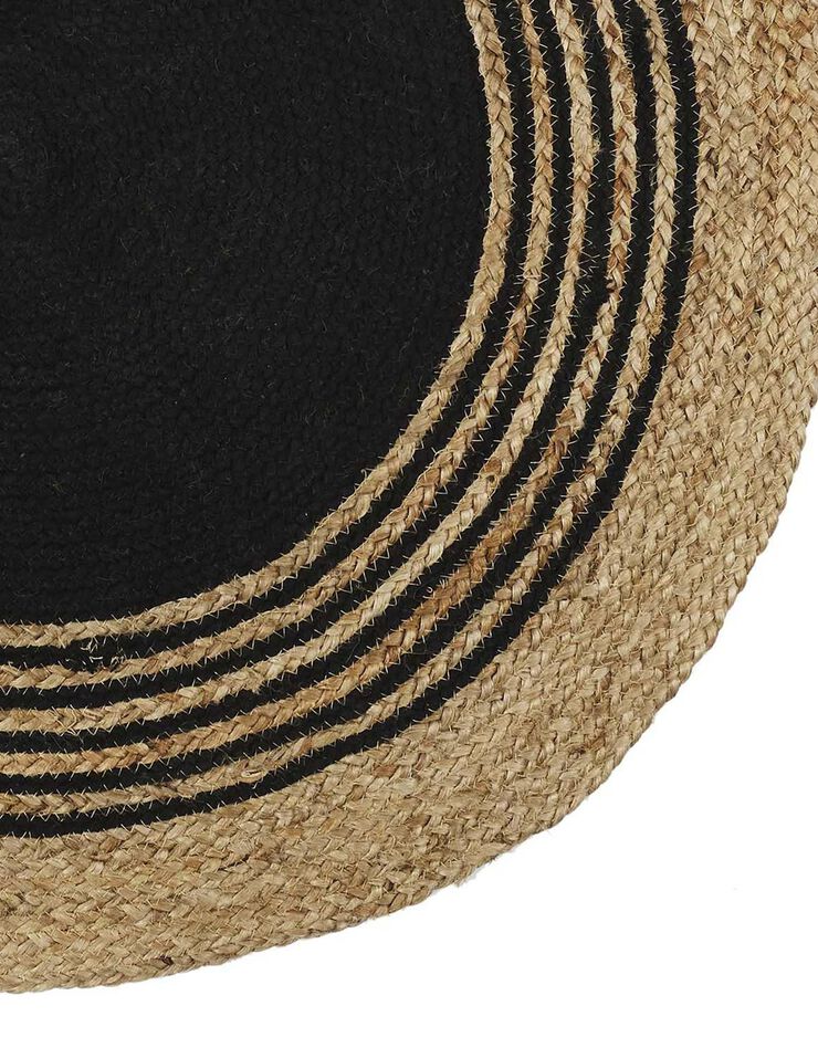 Tapis bicolore jute naturel et coton noir - rond (beige / noir)