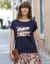 T-shirt imprimé peau de bête (marine / caramel)