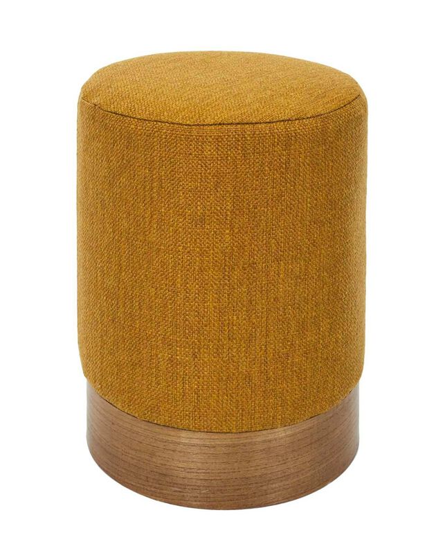 Pouf cylindrique - revêtement tissu (jaune)