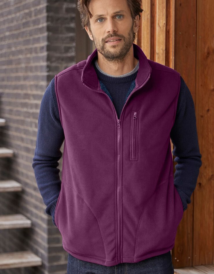 Veste polaire zippée sans manches (prune / marine) Veste polaire zippée sans manches (prune / marine)
