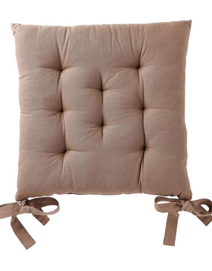 Galette de chaise carrée unie coton bachette - lot de 2 (taupe)