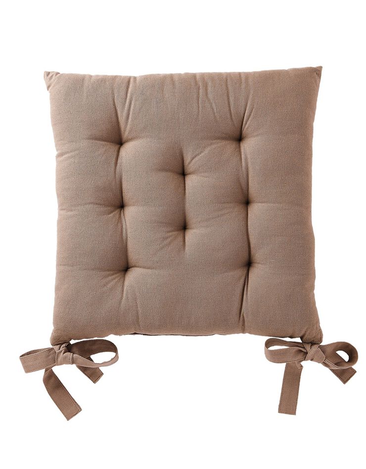 Galette de chaise carrée unie coton bachette - lot de 2 (taupe)