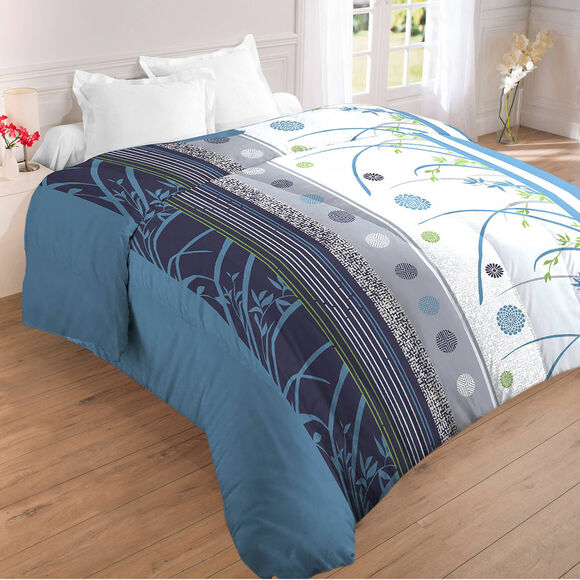 Couette microfibre imprimée Floral 200 g/m² (bleu)