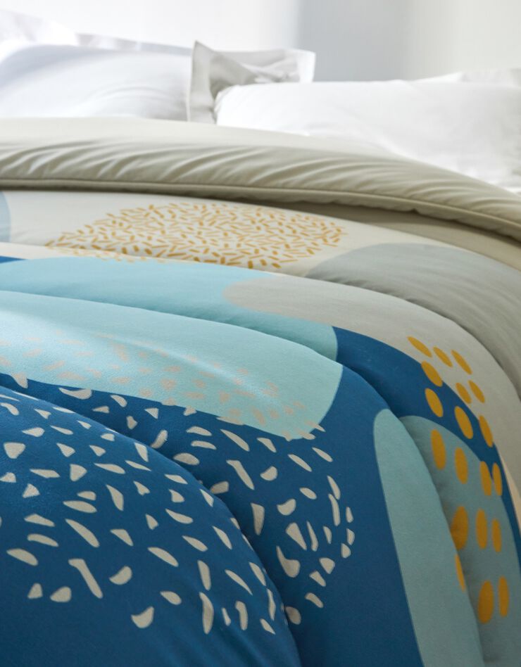 Couette coton imprimé Galet 400g/m² (bleu / gris)