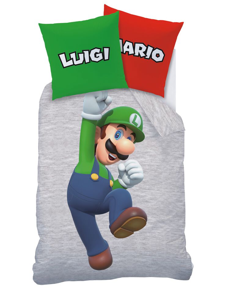 Parure de lit enfant Mario / Luigi Revers® - coton (gris)