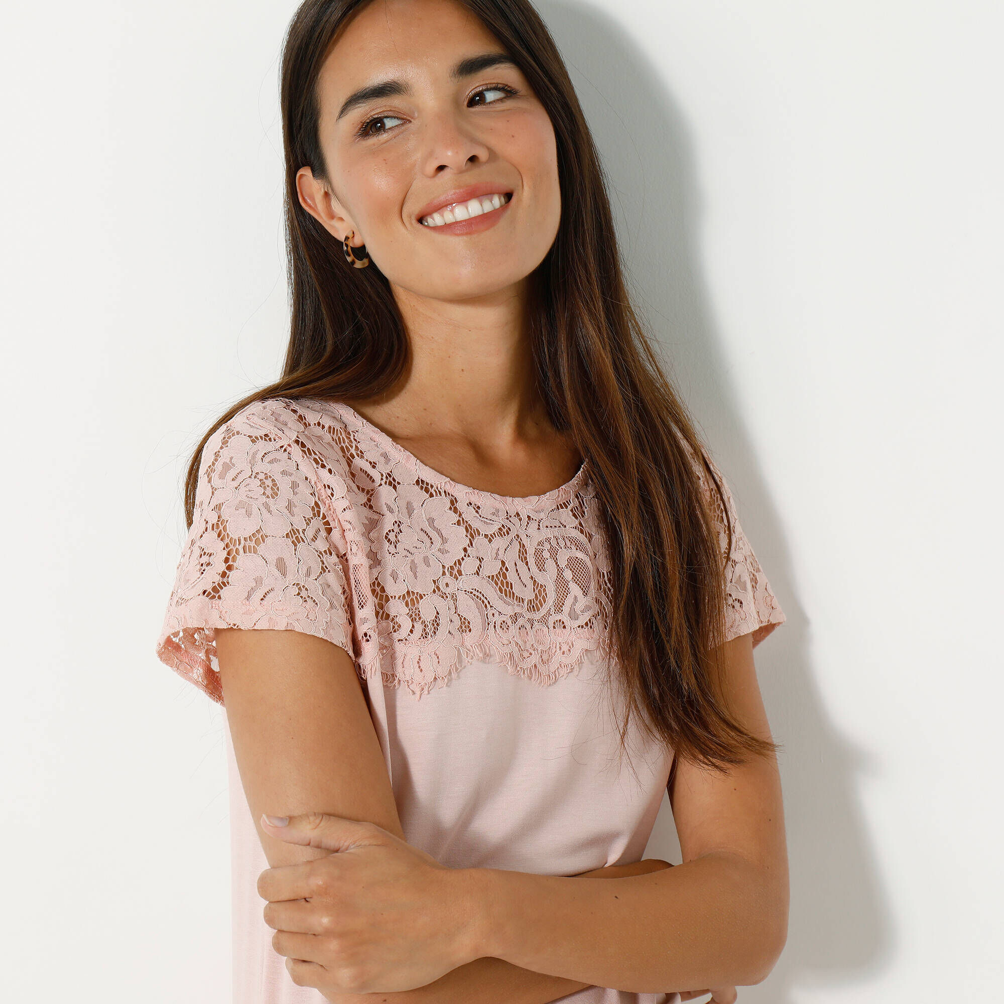 Haut Manches 3/4 Cold Shoulder Rose Dentelle Torrid Taille 1X – Neuf Avec étiquettes, Féminin Et Tendance