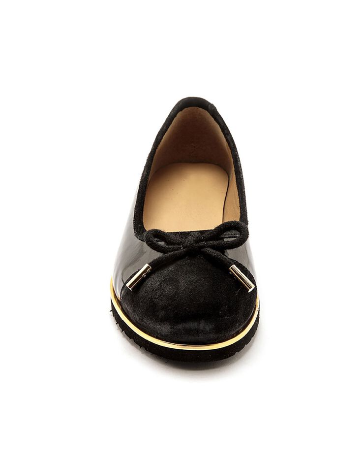 Ballerine compensée largeur confort en cuir verni - noir (noir)