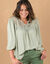 Blouse macramé manches 3/4 (kaki clair)