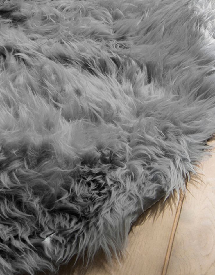 Tapis rond poils longs (gris)