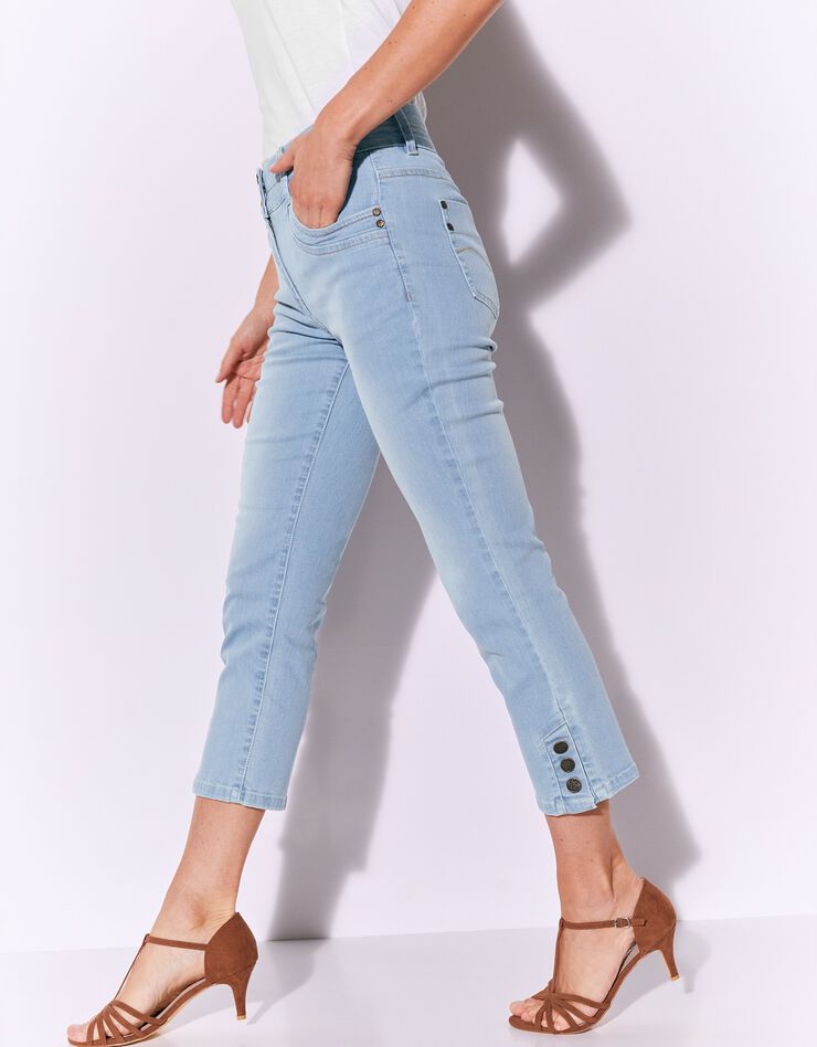 Pantacourt fuselé base boutonnée, jean stretch (bleached) Pantacourt fuselé base boutonnée, jean stretch (bleached)