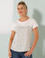 T-shirt imprim&eacute; col rond (beige)