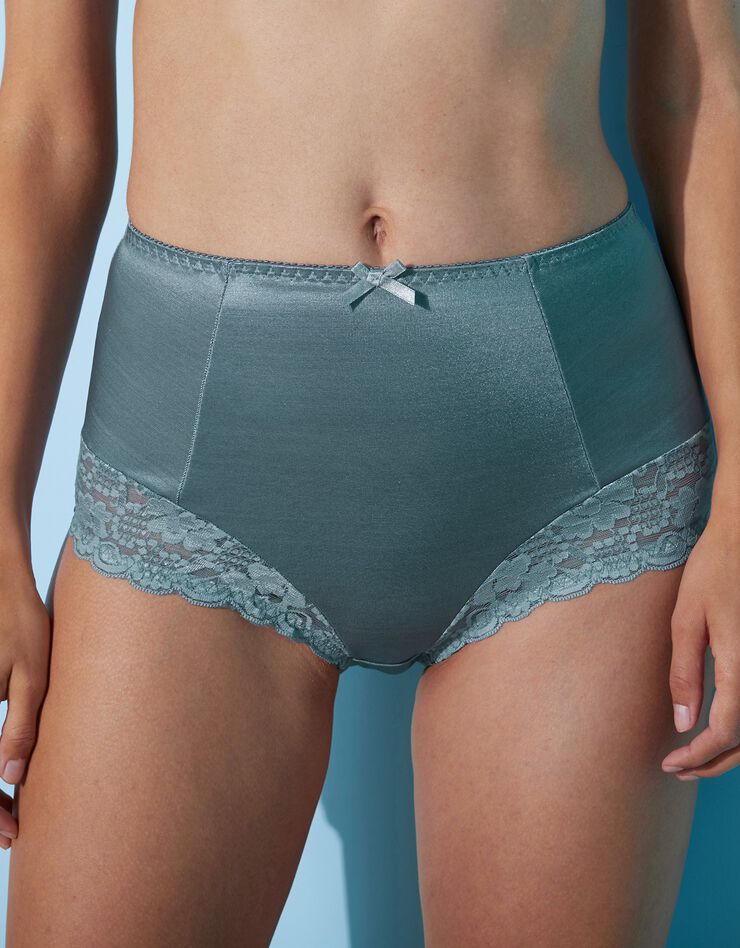 Gainette maille satinée et dentelle Avila - lot de 2 (ardoise + lagon)