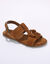 Sandales pompons en cuir (caramel)