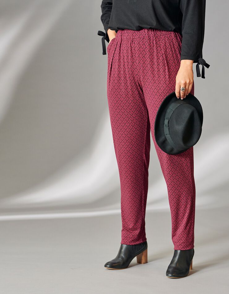 Pantalon maille imprimé (bordeaux / noir) Pantalon maille imprimé (bordeaux / noir)