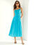 Robe longue unie, fines bretelles (turquoise)
