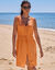 Robe de plage courte, cr&eacute;pon uni (abricot)