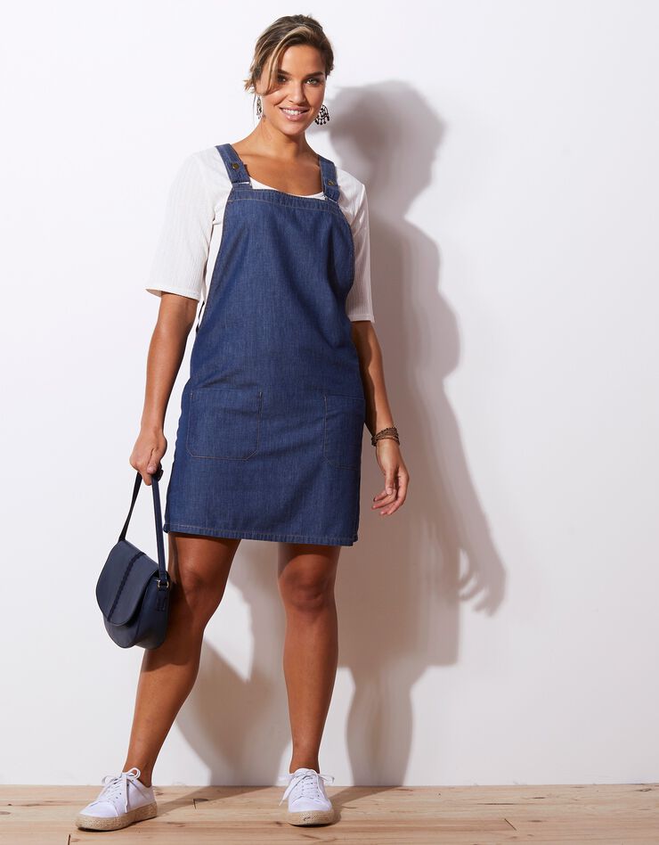 Robe chasuble salopette en denim (stone) Robe chasuble salopette en denim (stone)