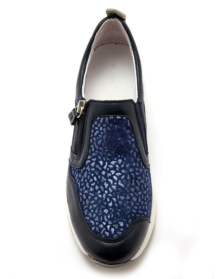 Sans-gêne zippées ultra flexibles en cuir (marine) Sans-gêne zippées ultra flexibles en cuir (marine)
