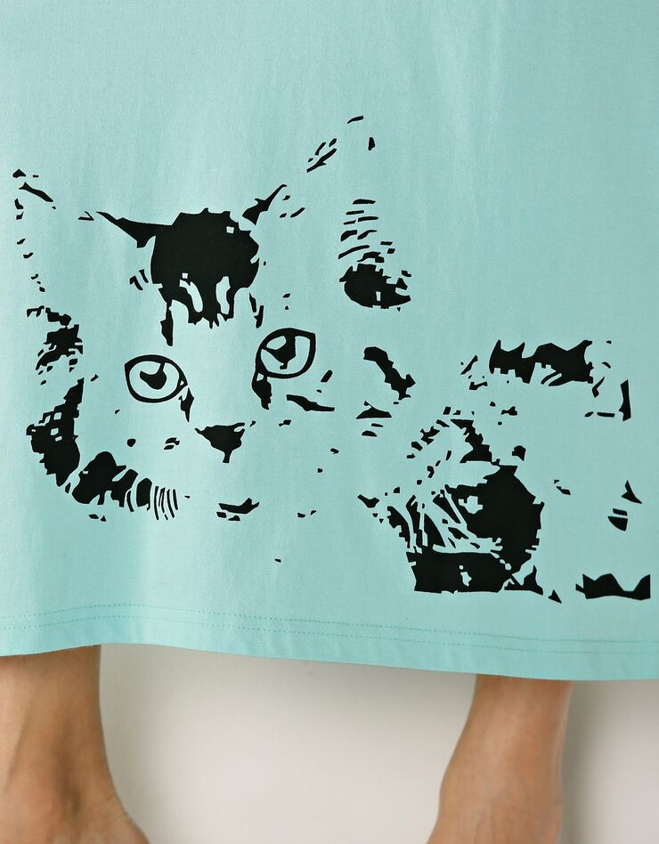 Chemise de nuit longue imprimé chat - lot de 2 (céladon / bleu) Chemise de nuit longue imprimé chat - lot de 2 (céladon / bleu)