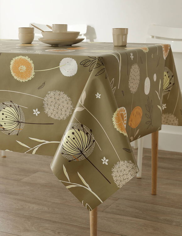 Nappe toile cirée imprimé pissenlits (vert)