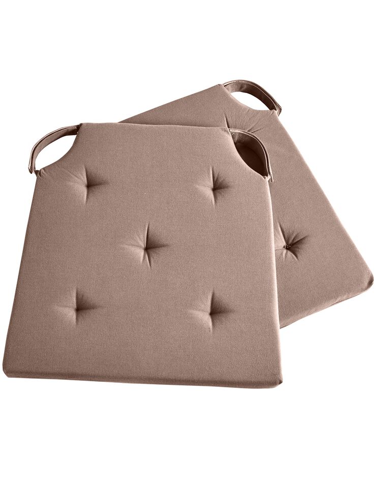 Galette de chaise unie carrée coton - lot de 2 (taupe)