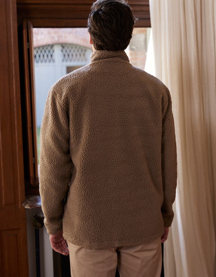Veste chaude zippée maille peluche (taupe) Veste chaude zippée maille peluche (taupe)