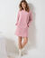Chemise de nuit courte polaire imprimé  "pied de coq" (rose)