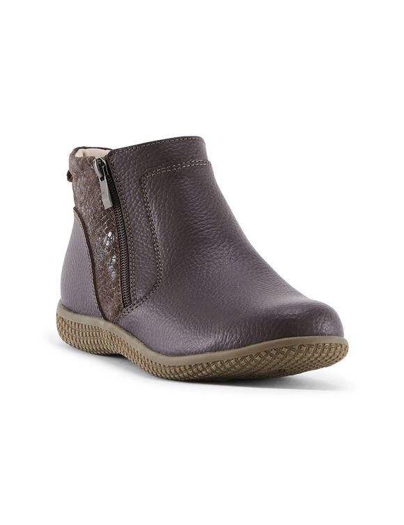 Boots double fermeture zipp&eacute;e, semelle confort amovible (chocolat)