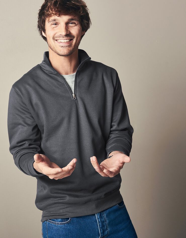 Sweat molleton col camionneur zippé (anthracite) Sweat molleton col camionneur zippé (anthracite)