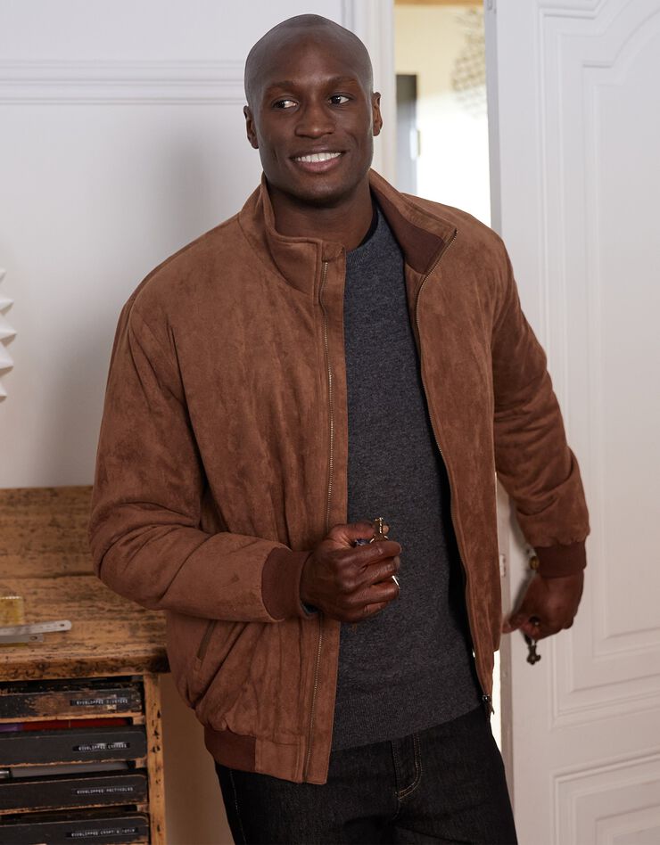 Blouson zippé toucher velours (marron) Blouson zippé toucher velours (marron)